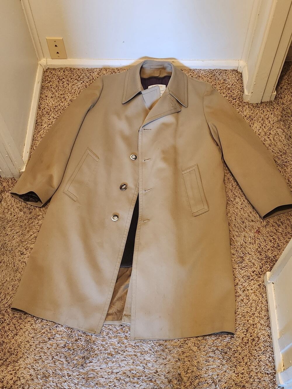 Tan Vintage London Fog Maincoats Trench Coat Size 42 Long